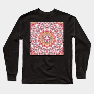 Flower and Hearts valentines and spring Kaleidoscope pattern (Seamless) 11 Long Sleeve T-Shirt